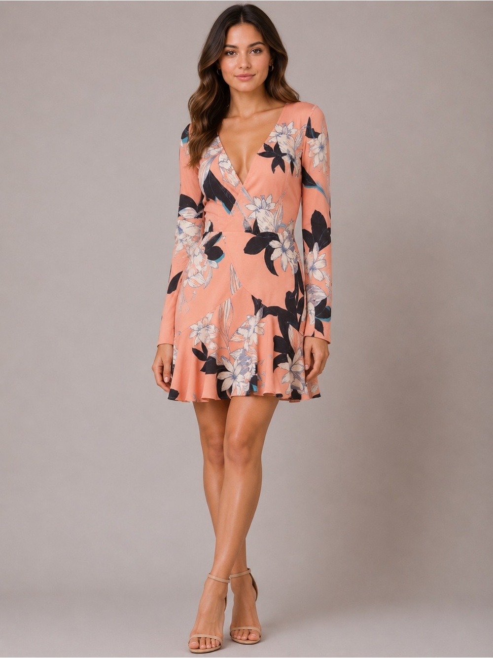 NWOT Cooper St Peachy Floral Deep V Mini Dress Womens Sz 10 Host Pick